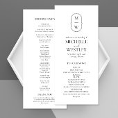 Minimalistische Monogram Black & White Wedding Programm