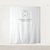Minimalistische Monogram Black & White Wedding Wandteppich (Vorderseite)