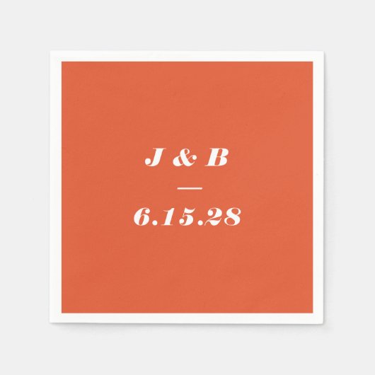 Minimalistische Monogram Burnt Orange Wedding Cust Serviette (Vorderseite)
