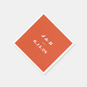 Minimalistische Monogram Burnt Orange Wedding Cust Serviette (Ecke)