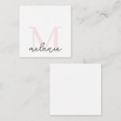 Minimalistische Monogram Chic Blush Pink Flat Note Mitteilungskarte (Vorne/Hinten)