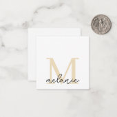 Minimalistische Monogram Chic Light Gold Flat Note Mitteilungskarte (Vorderseite/Rückseite Beispiel)
