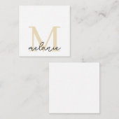 Minimalistische Monogram Chic Light Gold Flat Note Mitteilungskarte (Vorne/Hinten)