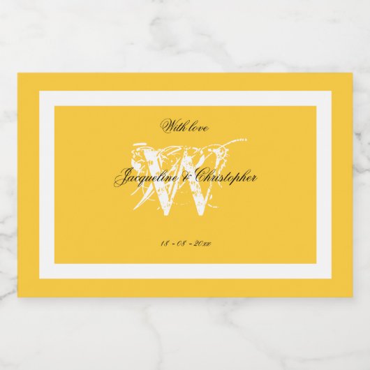 Minimalistische Monogram Chic Script Wedding Mini Alkoholflaschenetikett (Einzelnes Label)