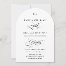 Minimalistische Monogram Classic White Wedding Einladung