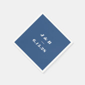 Minimalistische Monogram Cobalt Blue Wedding Custo Serviette (Ecke)