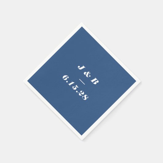 Minimalistische Monogram Cobalt Blue Wedding Custo Serviette (Ecke)