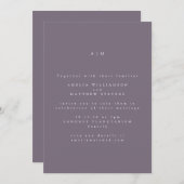 Minimalistische Monogram Dusty Lila Simple Wedding Einladung (Vorne/Hinten)
