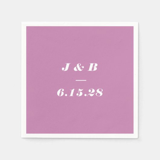 Minimalistische Monogram Dusty Lila Wedding Custom Serviette (Vorderseite)