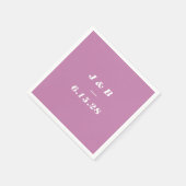 Minimalistische Monogram Dusty Lila Wedding Custom Serviette (Ecke)