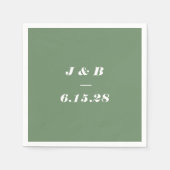 Minimalistische Monogram Earthy Green Wedding Cust Serviette (Vorderseite)