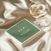 Minimalistische Monogram Earthy Green Wedding Cust Serviette