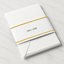 Minimalistische Monogram Elegant Gold Border Weddi Einladungsbanderole