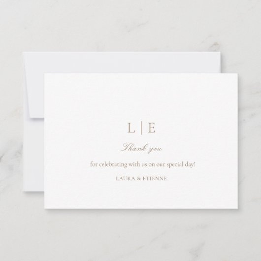Minimalistische Monogram Elegant Wedding Dankeschö (Vorderseite)
