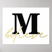 Minimalistische Monogram-Glaubensskripte Foliendrucke (Vorderseite)
