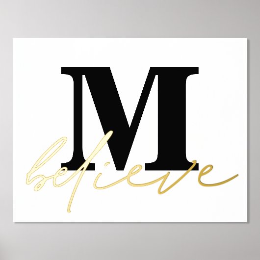Minimalistische Monogram-Glaubensskripte Foliendrucke (Vorderseite)