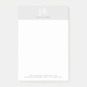 Minimalistische Monogram-Initialen von hellgrauem  Post-it Klebezettel (Vorderseite)