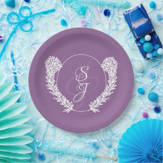 Minimalistische Monogram Lavender Lila Wedding Pappteller (Party)