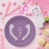 Minimalistische Monogram Lavender Lila Wedding Pappteller (Party)