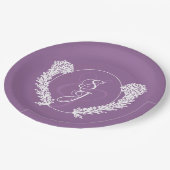 Minimalistische Monogram Lavender Lila Wedding Pappteller (Schrägansicht)