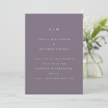 Minimalistische Monogram Lila Moderne Hochzeit