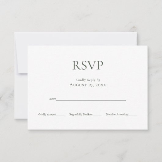 Minimalistische Monogram Moss Green Wedding RSVP C (Vorderseite)