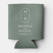 Minimalistische Monogram Sage Green Wedding Dosenkühler (Vorderseite)