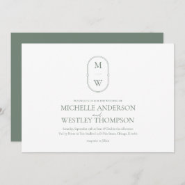 Minimalistische Monogram Sage Green Wedding Einladung