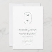 Minimalistische Monogram Sage Green Wedding Einladung (Vorderseite)