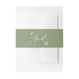 Minimalistische Monogram Sage Green Wedding Einladungsbanderole
