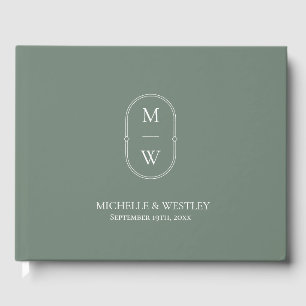 Minimalistische Monogram Sage Green Wedding Gästebuch