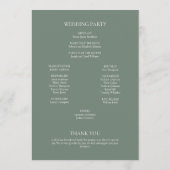 Minimalistische Monogram Sage Green Wedding Programm (Rückseite)