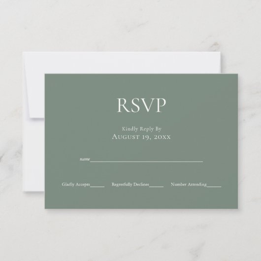 Minimalistische Monogram Sage Green Wedding RSVP C (Vorderseite)
