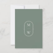 Minimalistische Monogram Sage Green Wedding RSVP C (Rückseite)