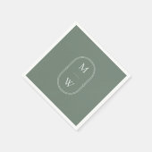 Minimalistische Monogram Sage Green Wedding Serviette (Ecke)