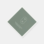 Minimalistische Monogram Sage Green Wedding Serviette (Ecke)