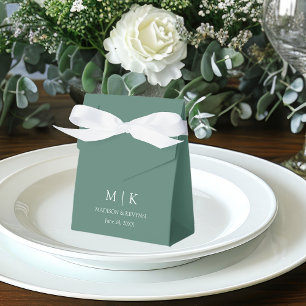 Minimalistische Monogram Wedding Eukalyptus Green Geschenkschachtel