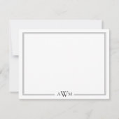 Minimalistische Monogramm-Bänder mit drei Buchstab Mitteilungskarte (Vorderseite)