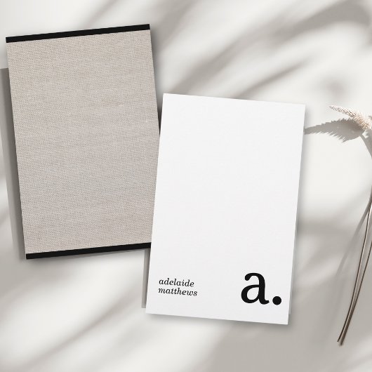 Minimalistische Monogramm Beige Imitate Linen Anfa Briefpapier