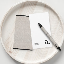 Minimalistische Monogramm Beige Imitate Linen Anfa Mitteilungskarte