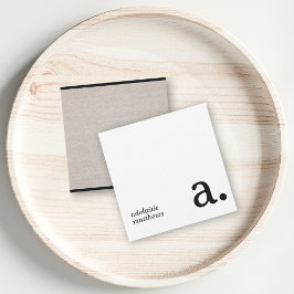 Minimalistische Monogramm Beige Imitate Linen Anfa Mitteilungskarte