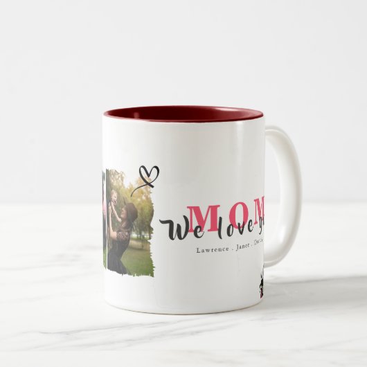 Minimalistische Monogramm-benutzerdefinierte Foto- Zweifarbige Tasse (VorderseiteRechts)