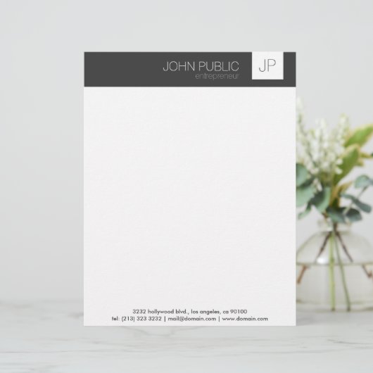 Minimalistische Monogramm Briefbogen (Stehend Vorderseite)