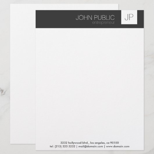 Minimalistische Monogramm Briefbogen (Vorne/Hinten)