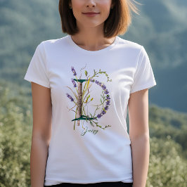 Minimalistische Monogramm 'D' Lavendel T-Shirt
