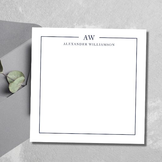 Minimalistische Monogramm Denim Blue Note Card Mitteilungskarte
