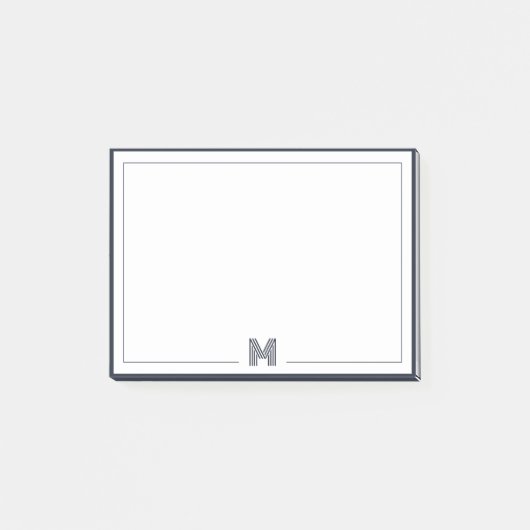 Minimalistische Monogramm-Doppelrand-Korrespondenz Post-it Klebezettel (Vorderseite)