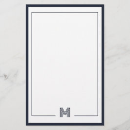 Minimalistische Monogramm-Doppelrand-Papeterie Briefpapier
