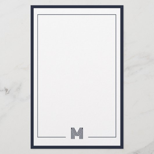 Minimalistische Monogramm-Doppelrand-Papeterie Briefpapier (Vorderseite)