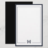 Minimalistische Monogramm-Doppelrand-Papeterie Briefpapier (Vorne/Hinten)